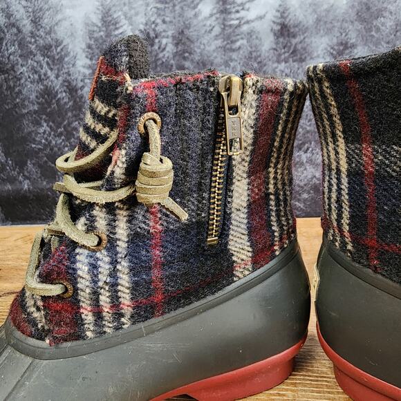 Sperry Plaid Fleece Ducks Rain Boots | Women's 7M - Picture 6 of 12
